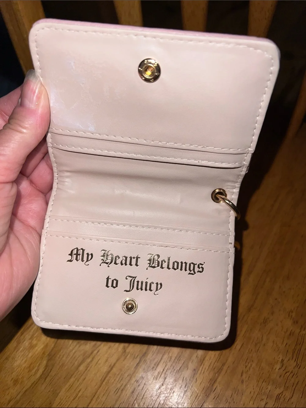 Juicy Couture Light Pink Heart Charm Card Holder Keychain